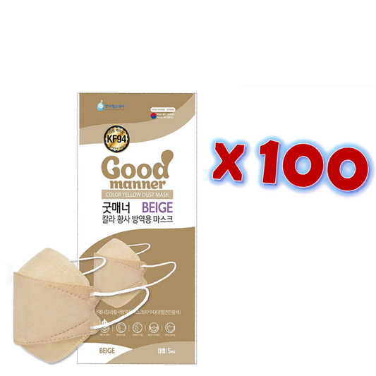 Good Manner Mask KF94 Beige Adult (100 Masks), Free Shipping within Canada*