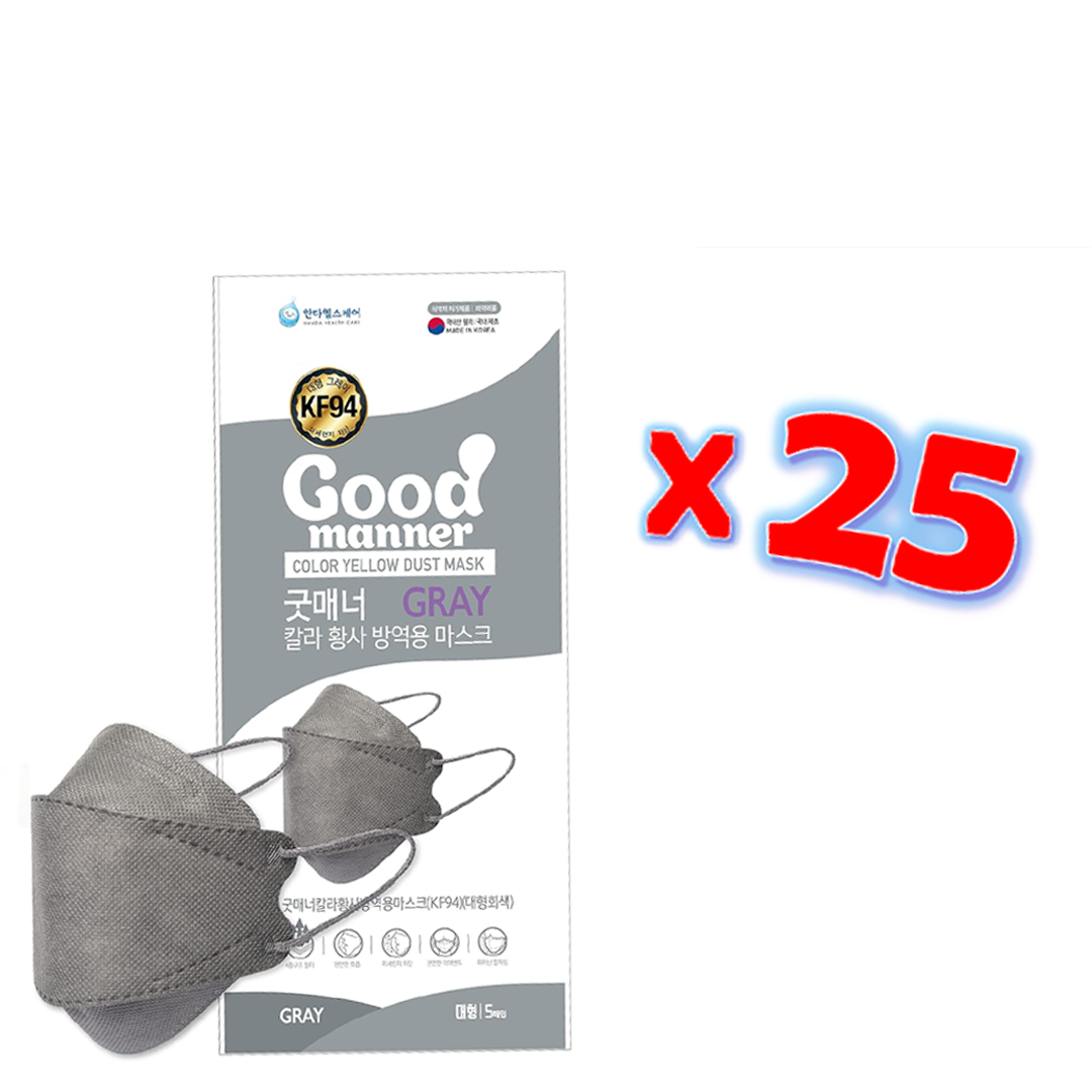 Good Manner Mask KF94 Gray Adult (25 Masks), Free Shipping within Canada-The Authorized Distributor in Canada.