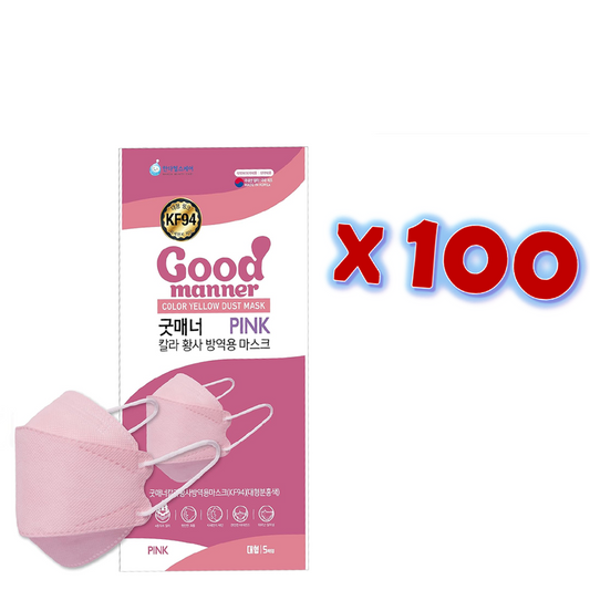 Good Manner KF94 Mask Pink Adult (100 Masks) / The Authorized Distributor in Canada.
