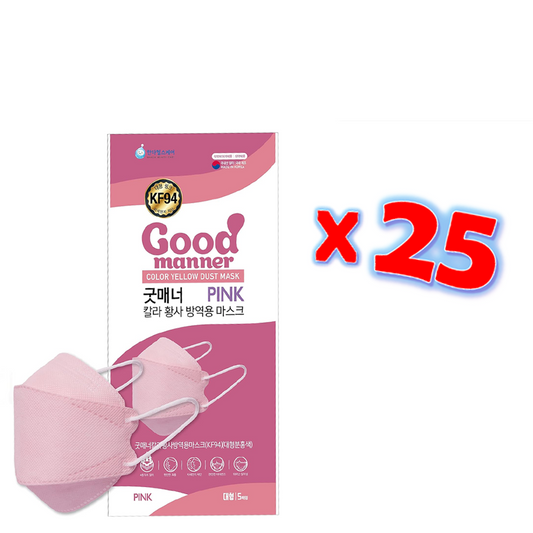 Good Manner KF94 Mask Pink Adult (25 Masks) / The Authorized Distributor in Canada.